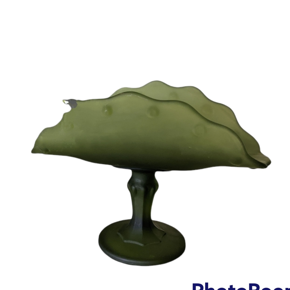 Vintage Indiana Green Frosted Glass Banana Stand